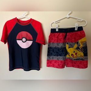 Pokémon Swim Set Shorts and Shirt Boys Small